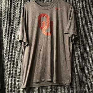 Nike Gray Men's Shirt with Red Logo